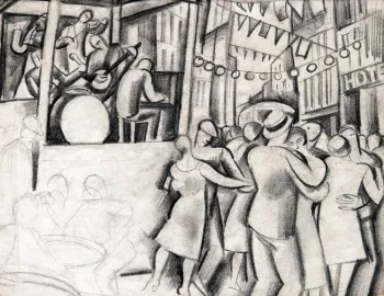Tanulmány a „Párizsi utcabál 1927. július 14-én” című képhez