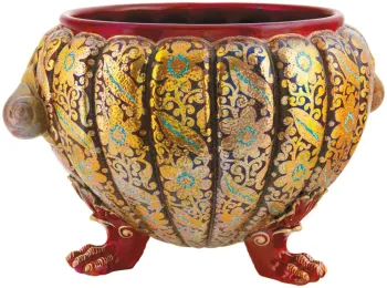 Oroszlános lábakon álló virágtartó edény, Zsolnay, 1896 körül
