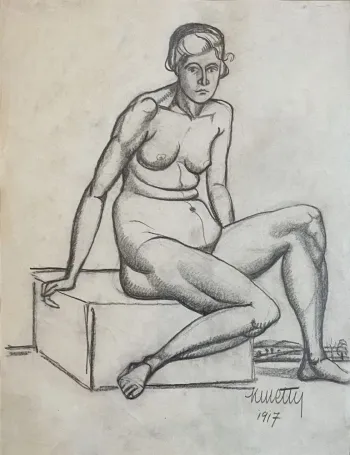 Ülő akt dobogón, 1917