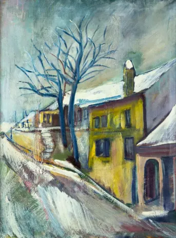 Tabán, havas utcarészlet, 1932