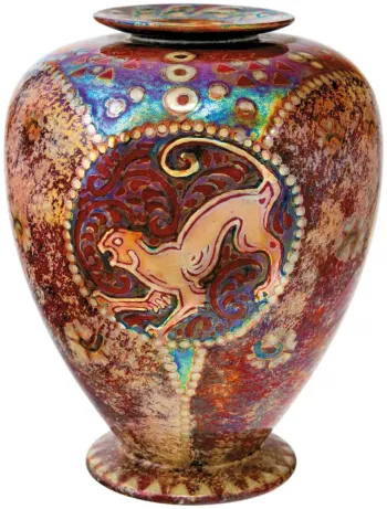 Párducos art deco váza, Zsolnay, 1913., DEKORTERV